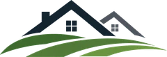 Land to Homes emblem: two house roofs over green fields